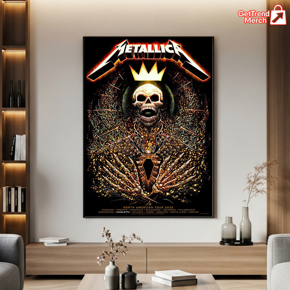 Metallica Charlotte Pop-Up Shop Poster – M72 World Tour 2025 Exclusive Art – North Carolina Canvas Wall Art - Get Trend Merch